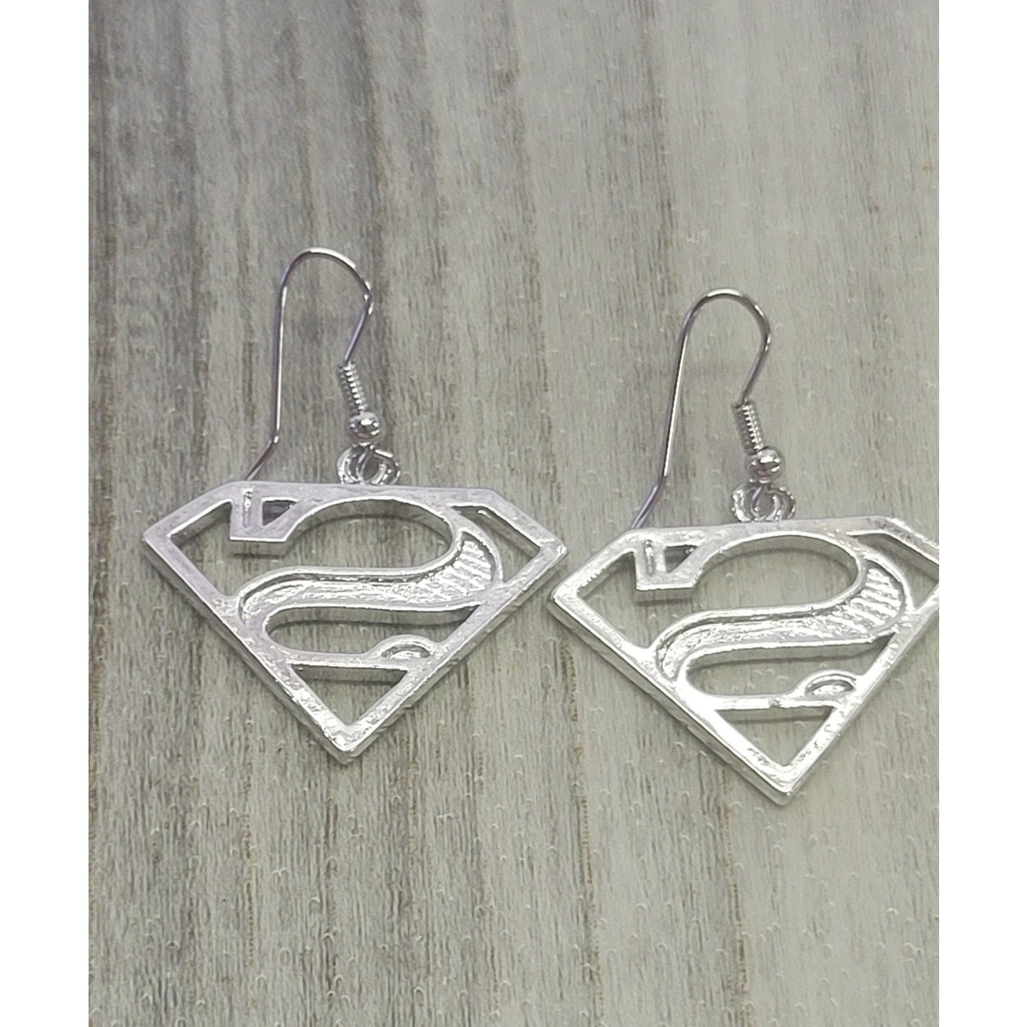 Superman emblem crystal dangle earrings