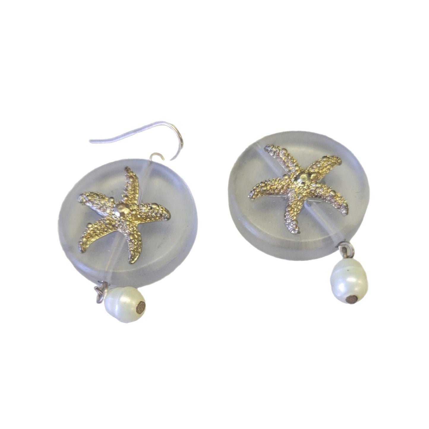 Starfish dangle earrings with cute pearl