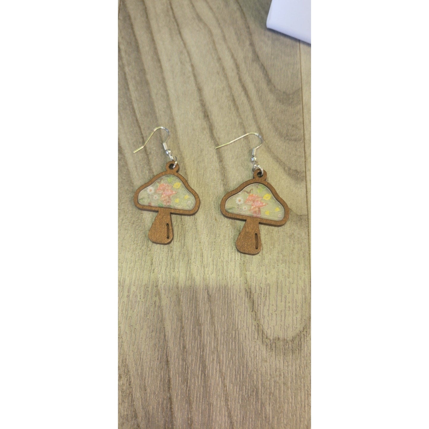 Mushroom flower hipster dangle earrings