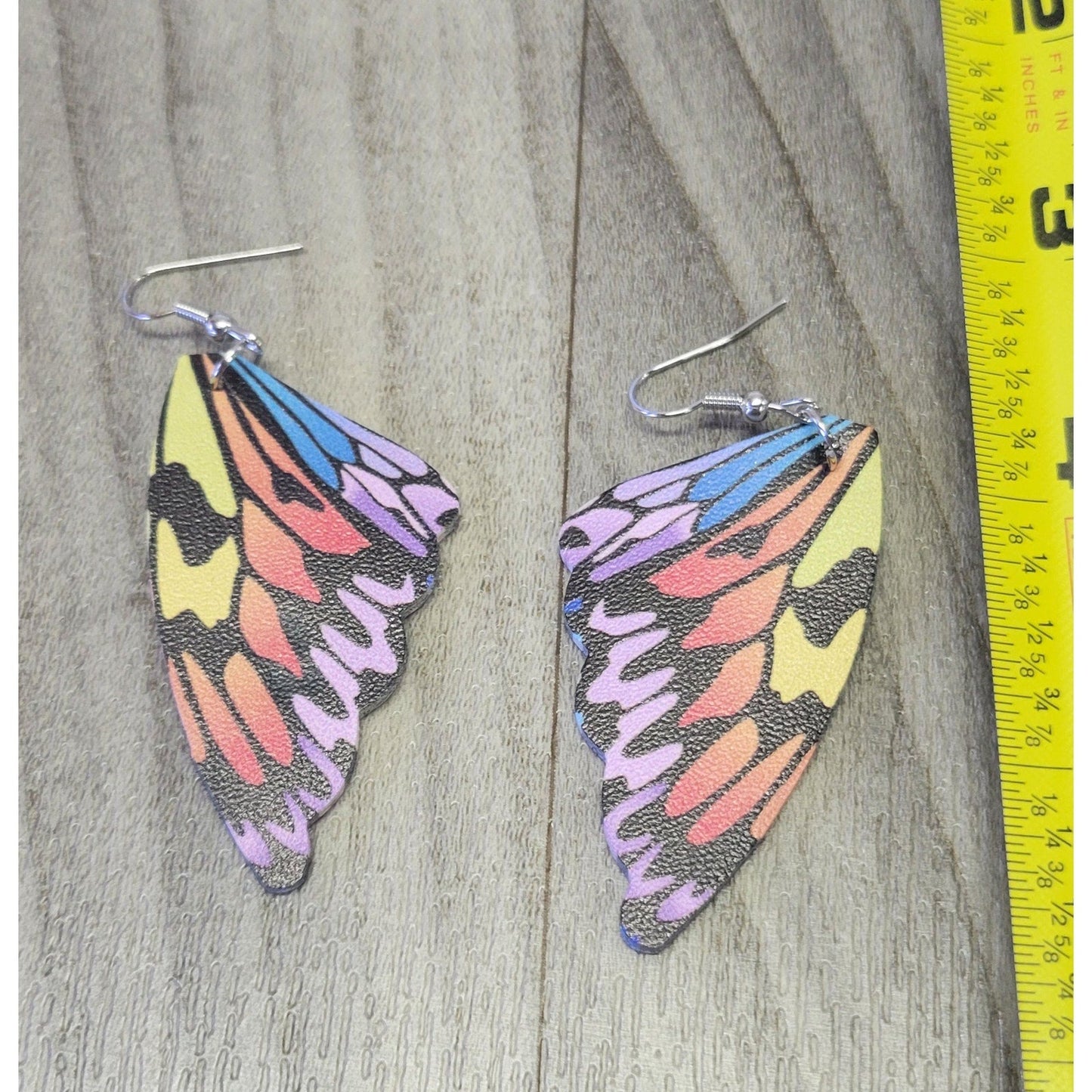 Faux Leather Butterfly Wings Earrings 2"