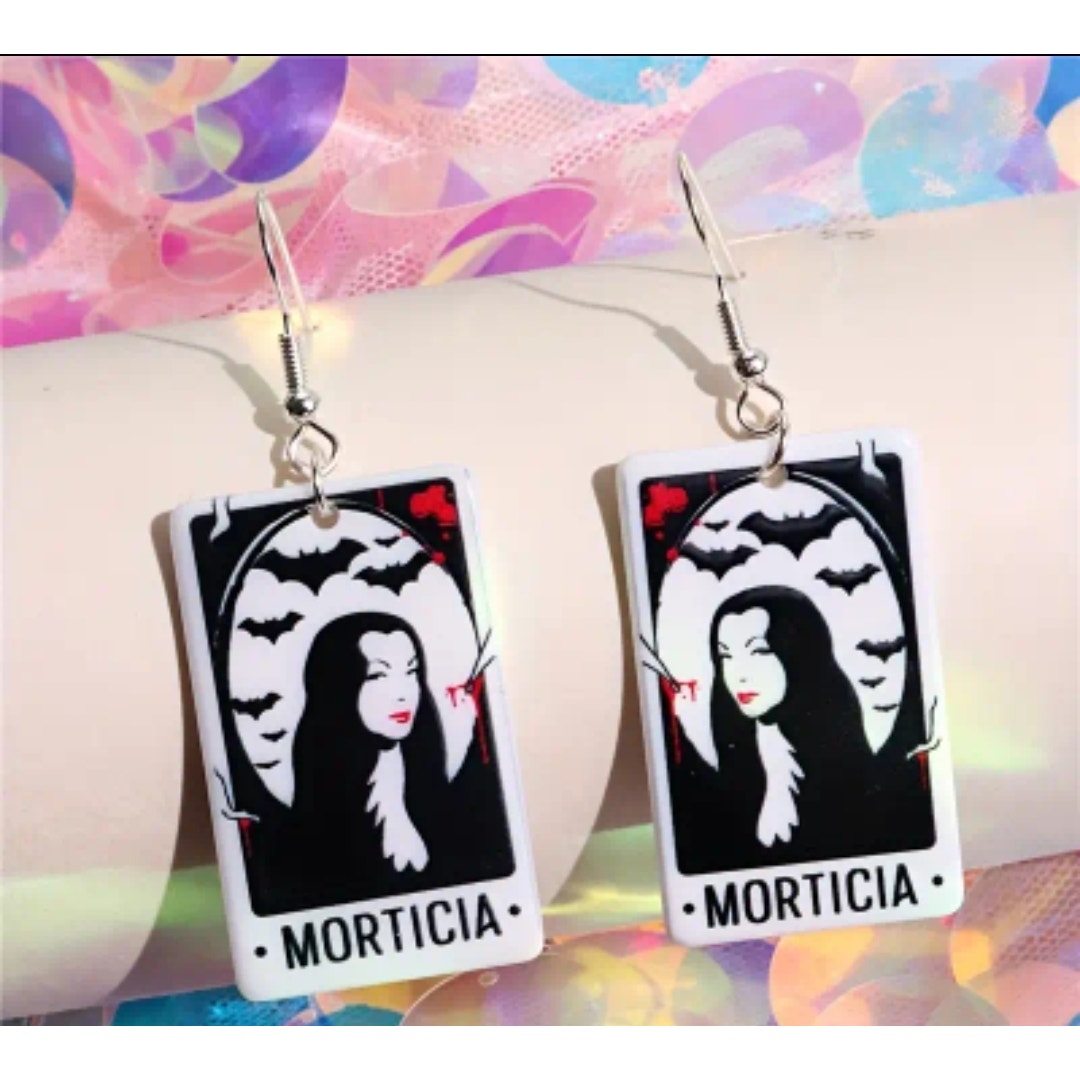 Morticia Square Double sided earrings Halloween Gothic Earrings