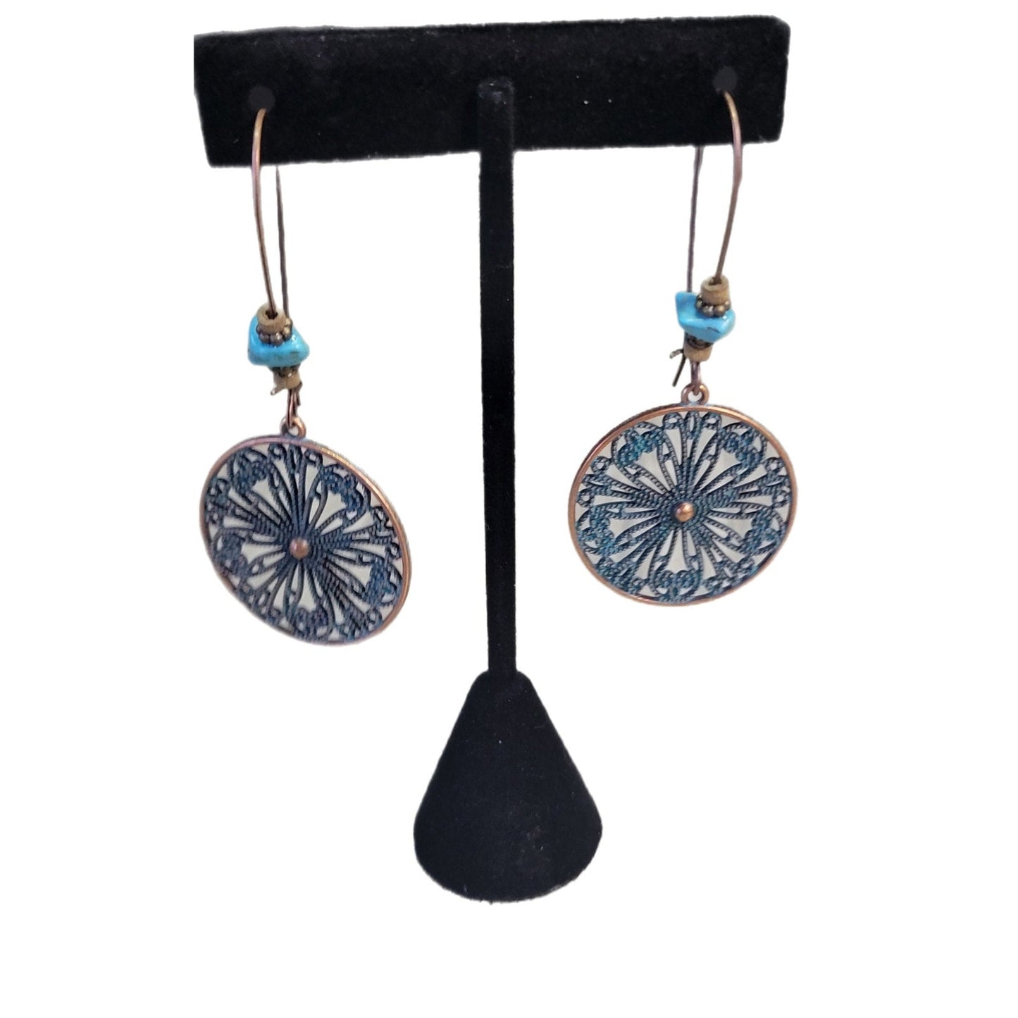 Turquoise Pinwheel Boho Earrings
