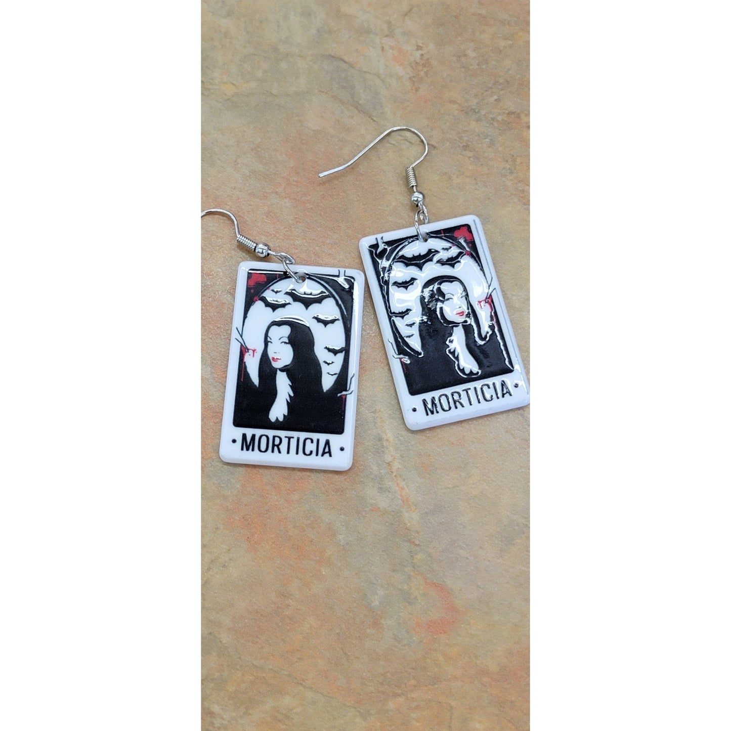 Morticia Square Double sided earrings Halloween Gothic Earrings