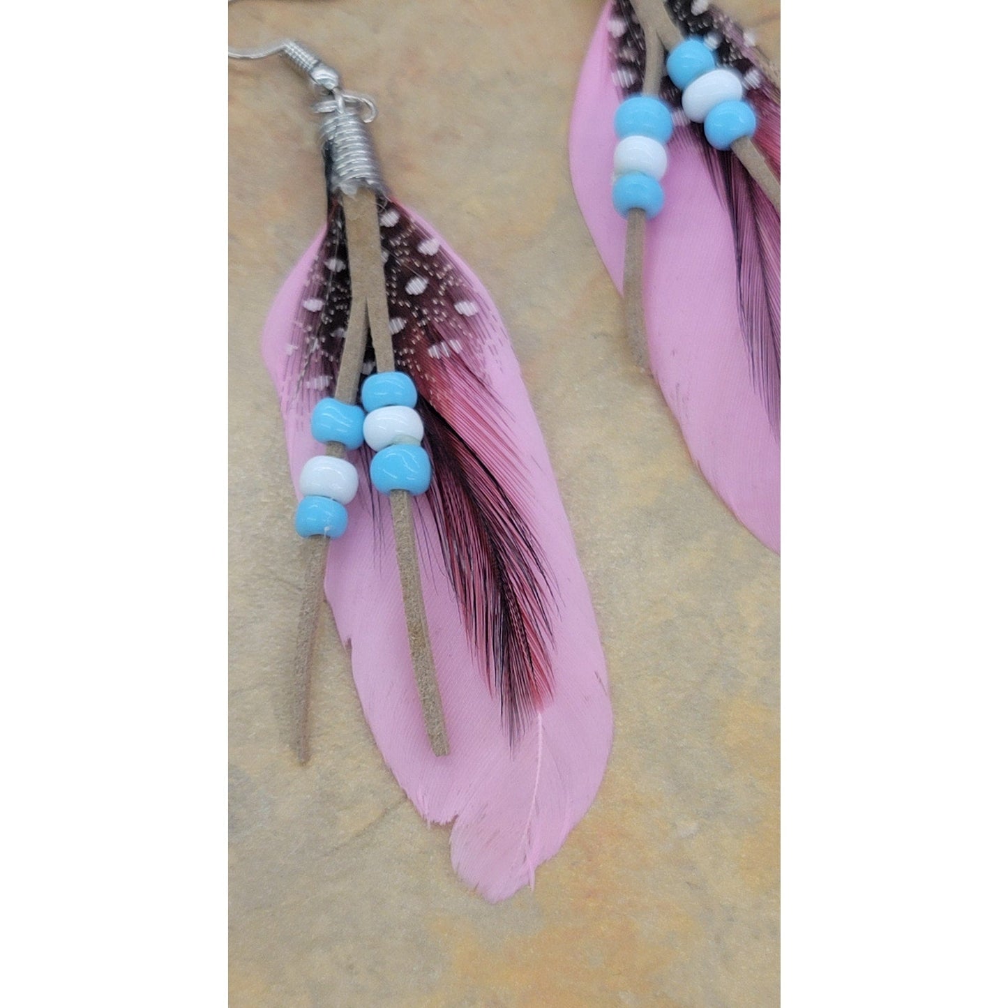 Beaded Feather earrings