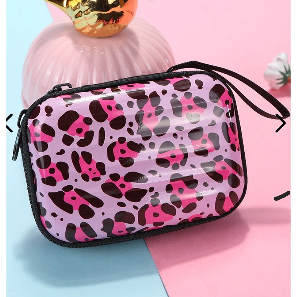 Cute square mini Leopard iron coin purse