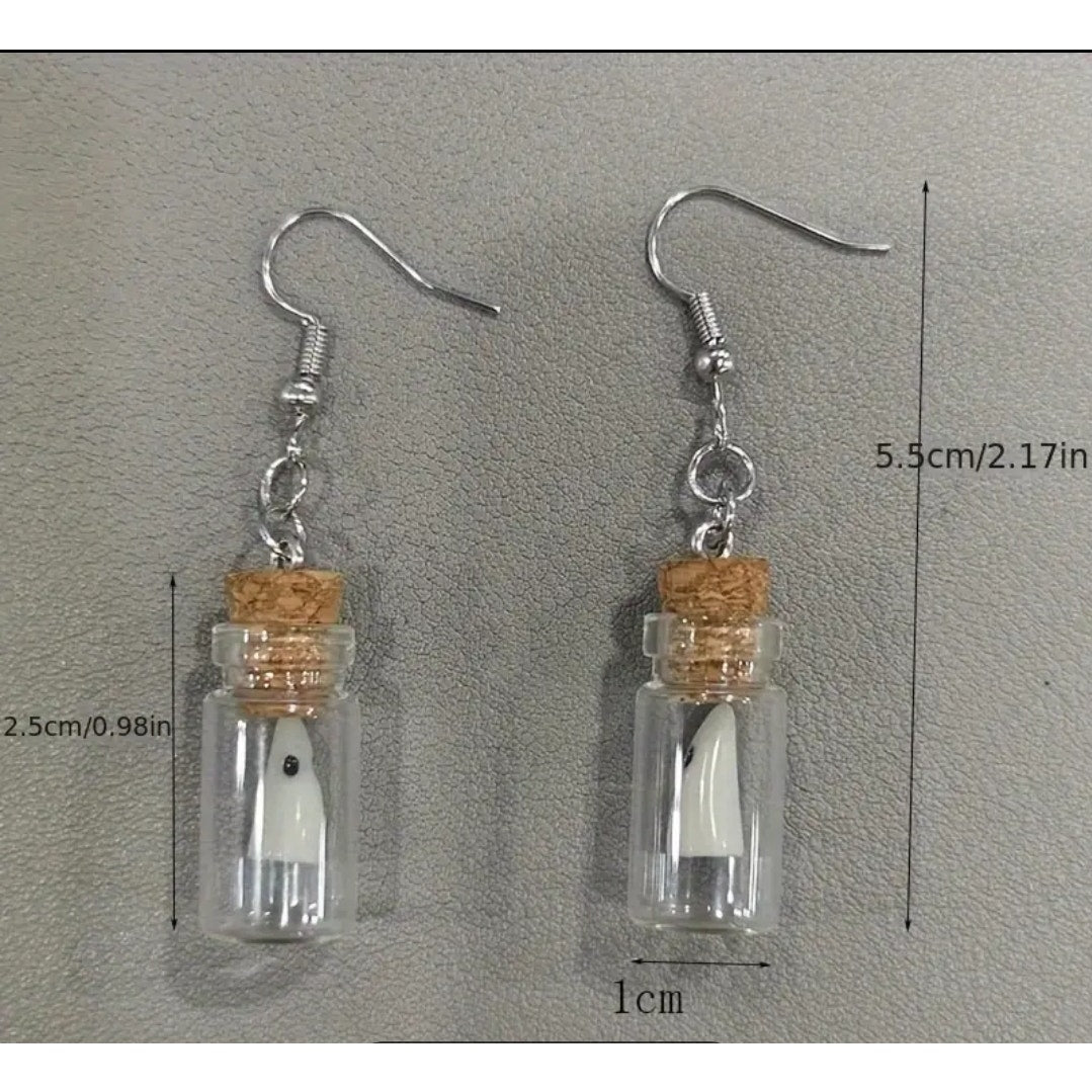 Glow in the Dark Ghost in a Bottle earrings