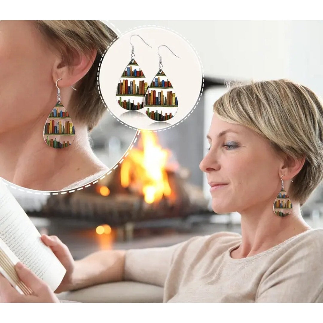 Tear drop acrylic book earrings