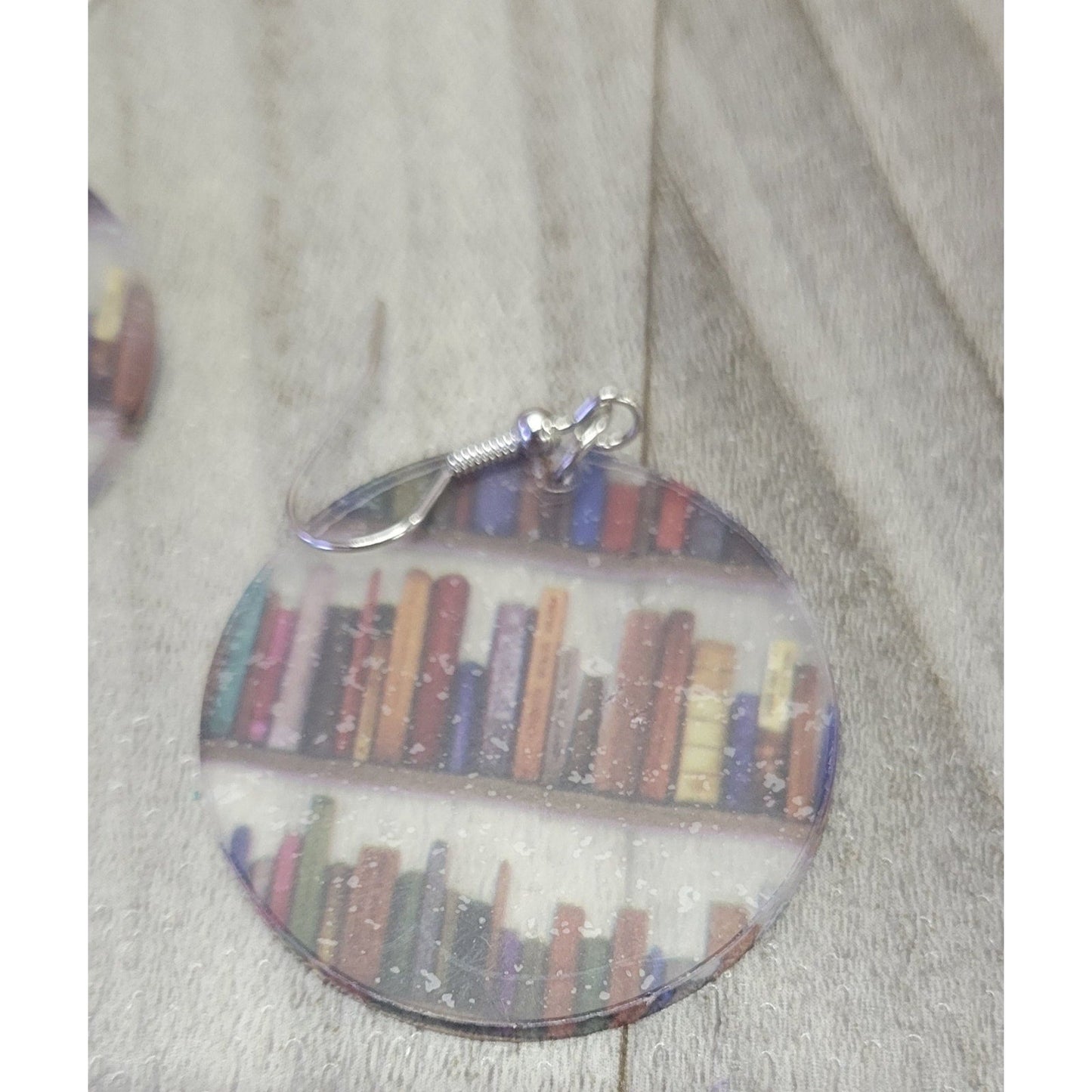 Circle acrylic book earrings