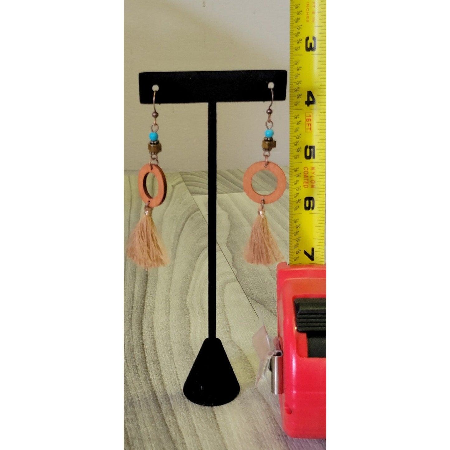 Bohemian geometric woman's drop earrings with tassel