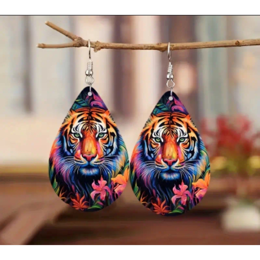 Light weight Colorful Tiger earrings