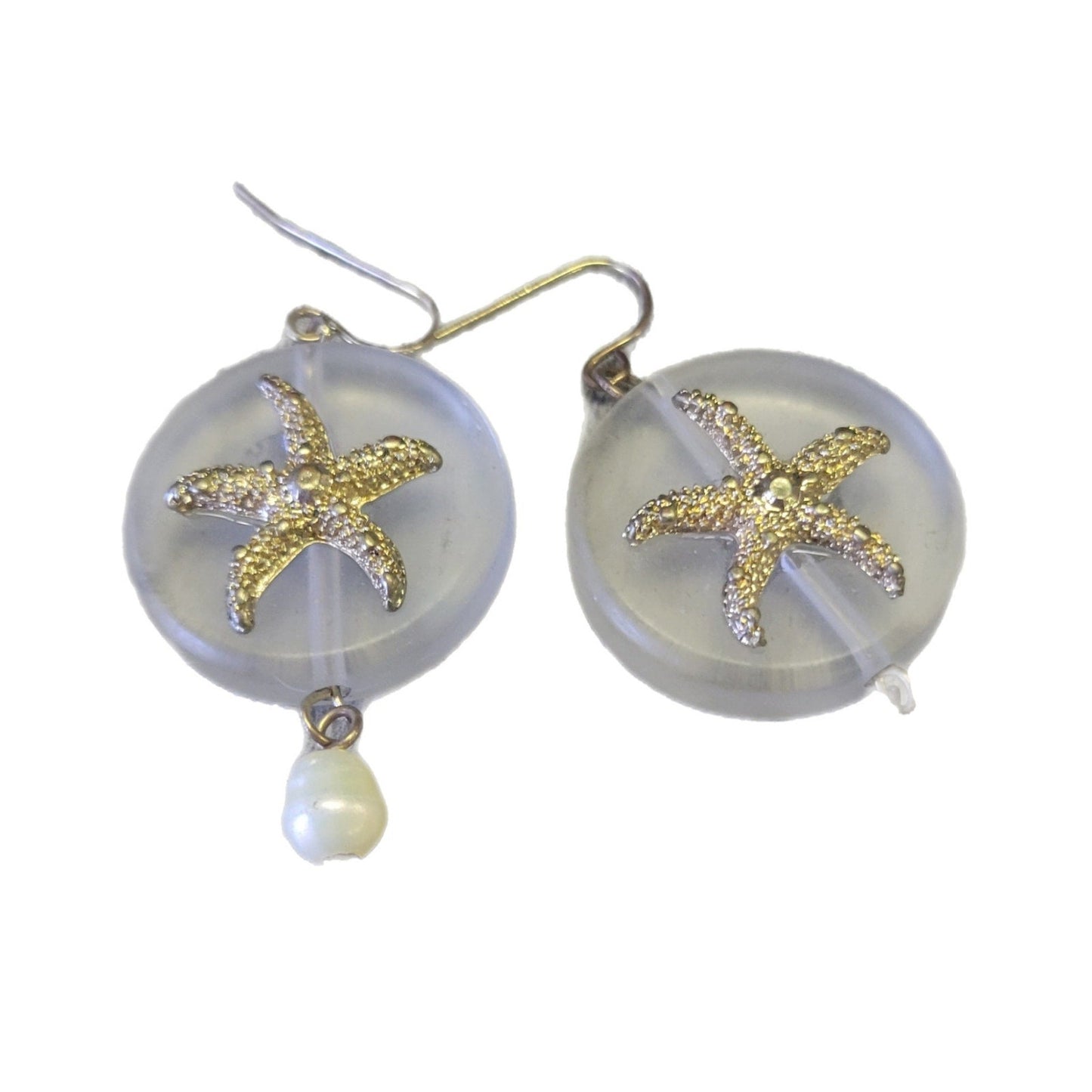 Starfish dangle earrings with cute pearl