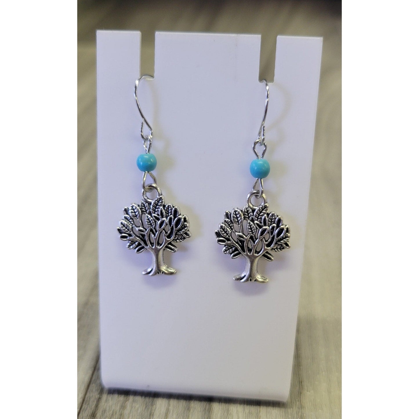 Turquoise and Silver Tree of Life earrings