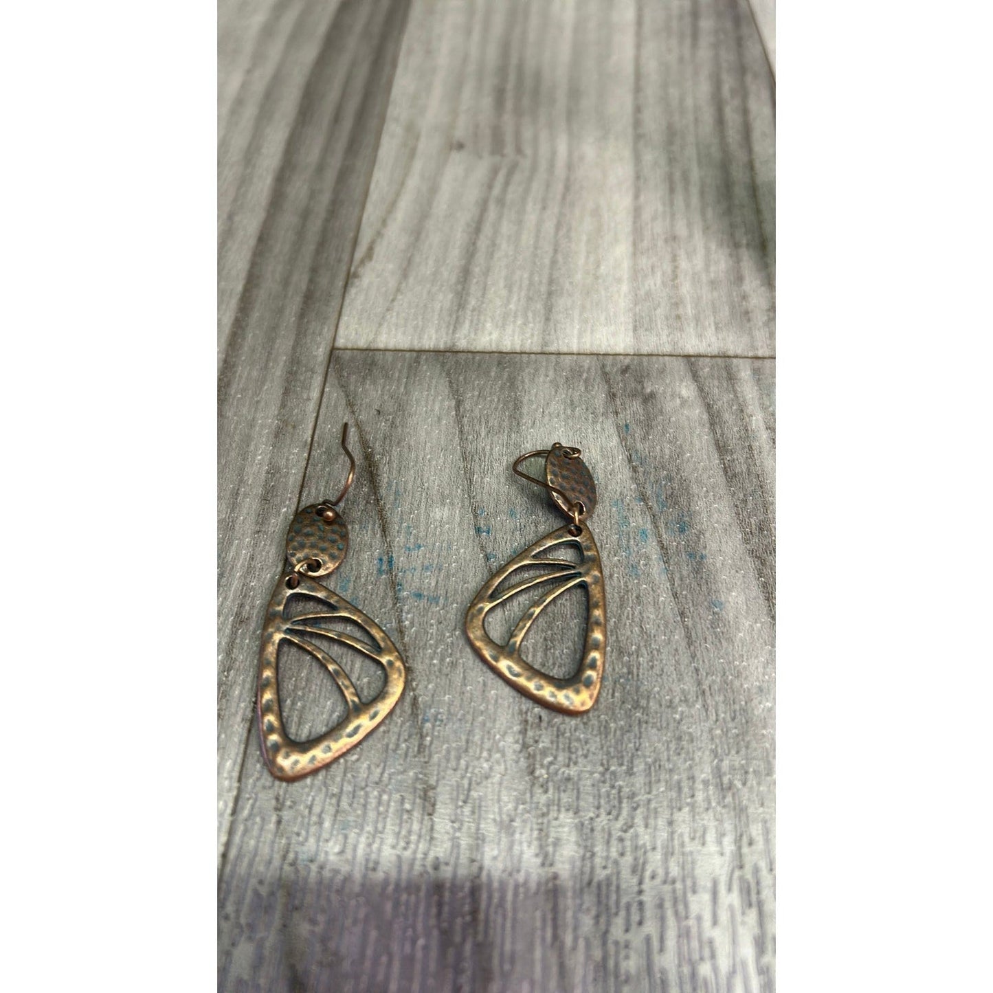 Triangle copper tone earrings