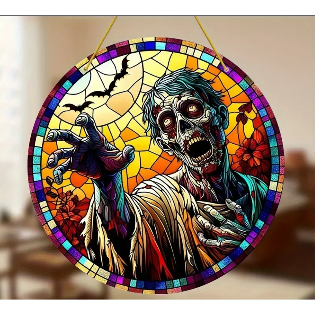 Acrylic Zombie Window Plaque, Sun Cather Halloween Zombie Attack