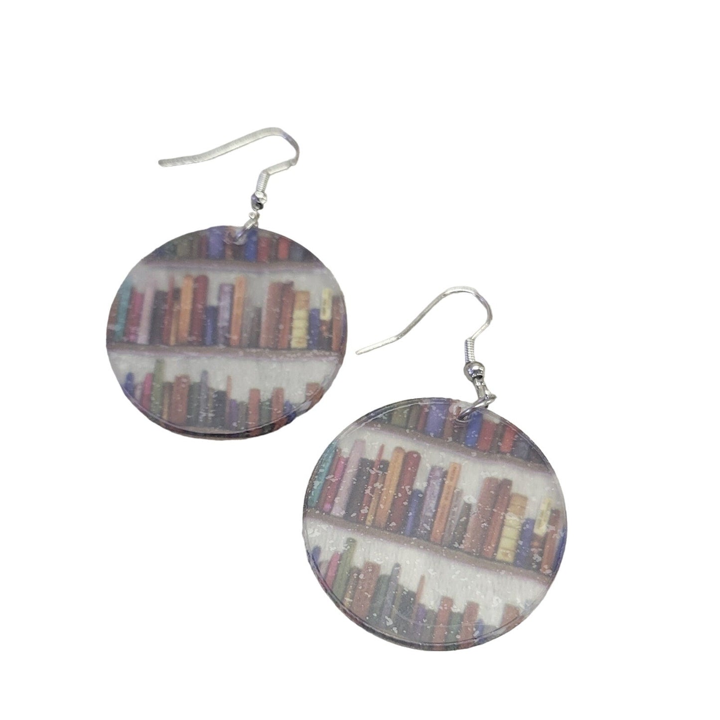 Circle acrylic book earrings