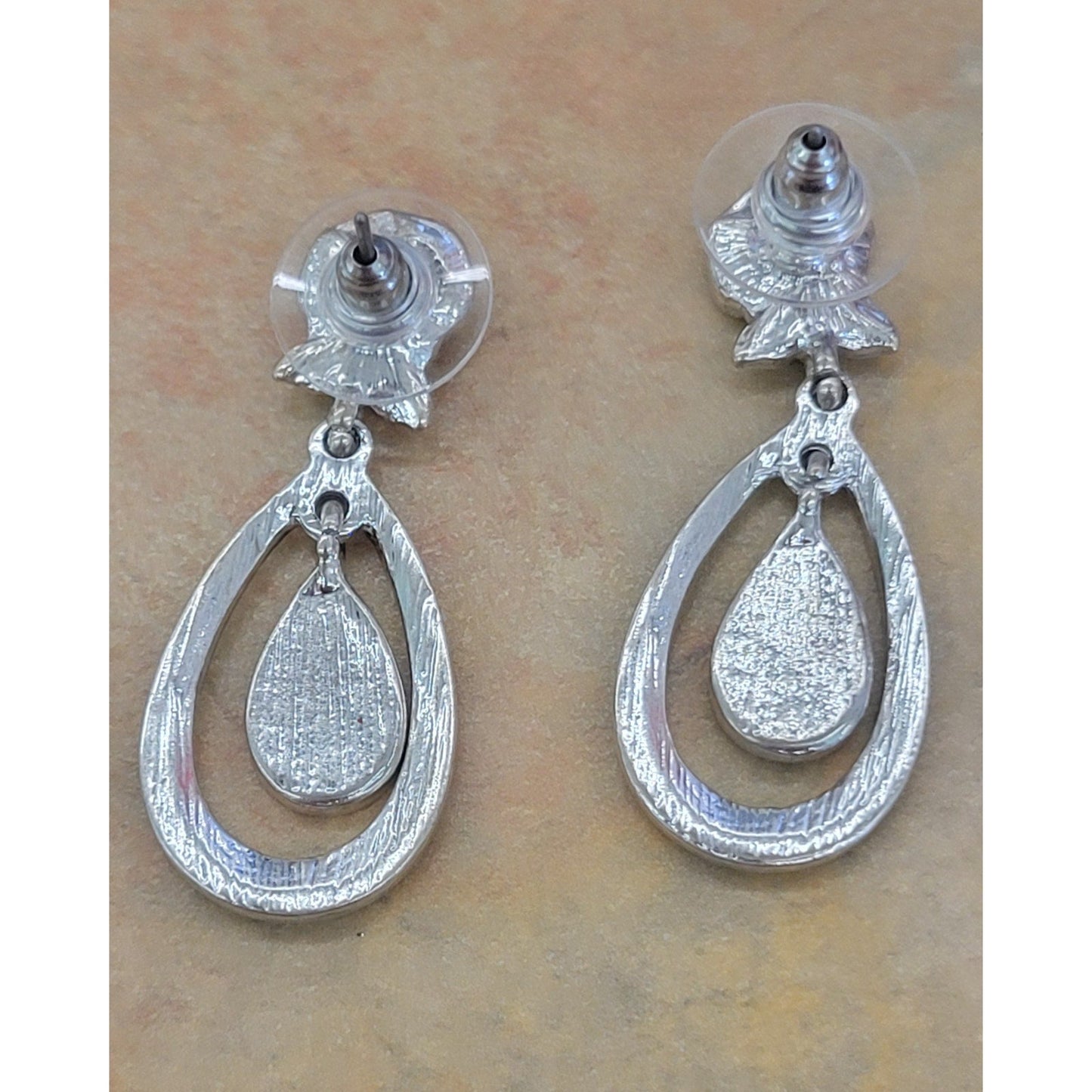 Abalone Double Tear Drop Rose dangle earrings