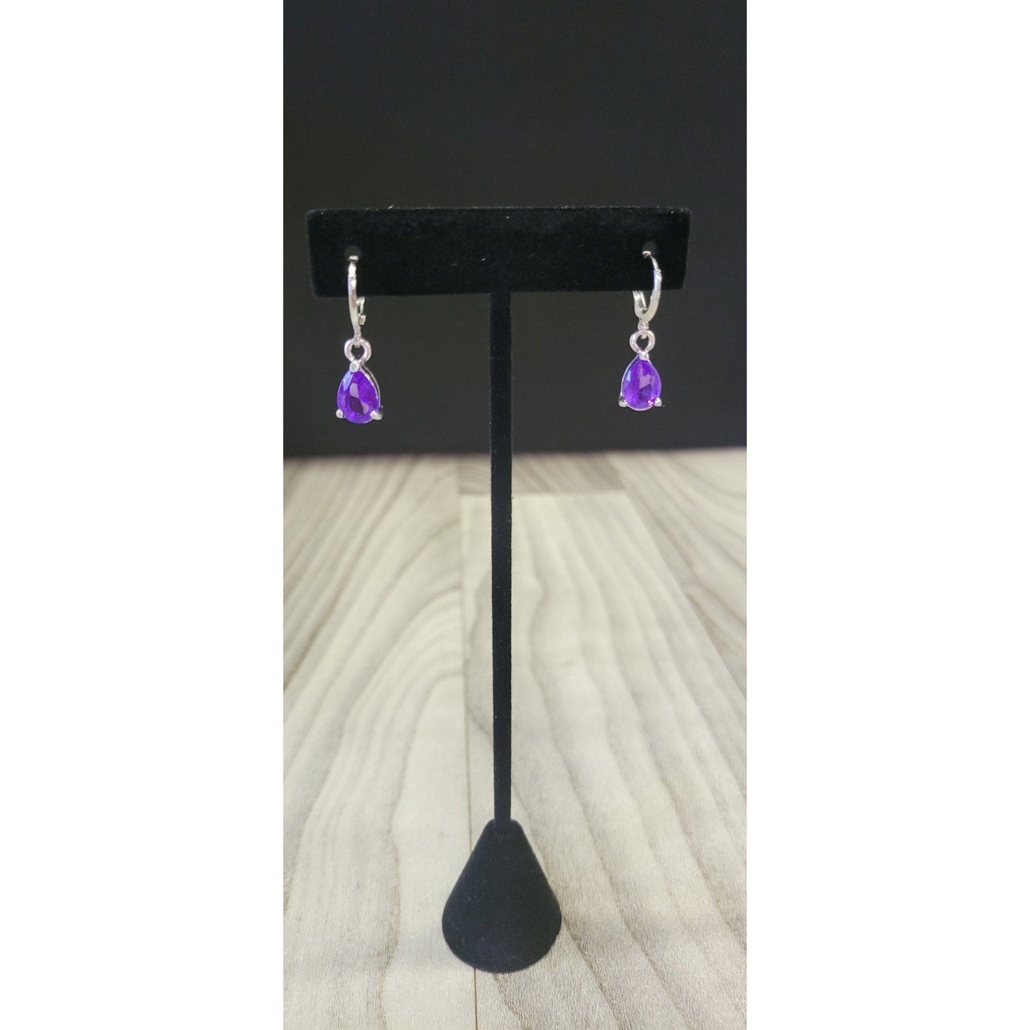 Tear drop purple earrings
