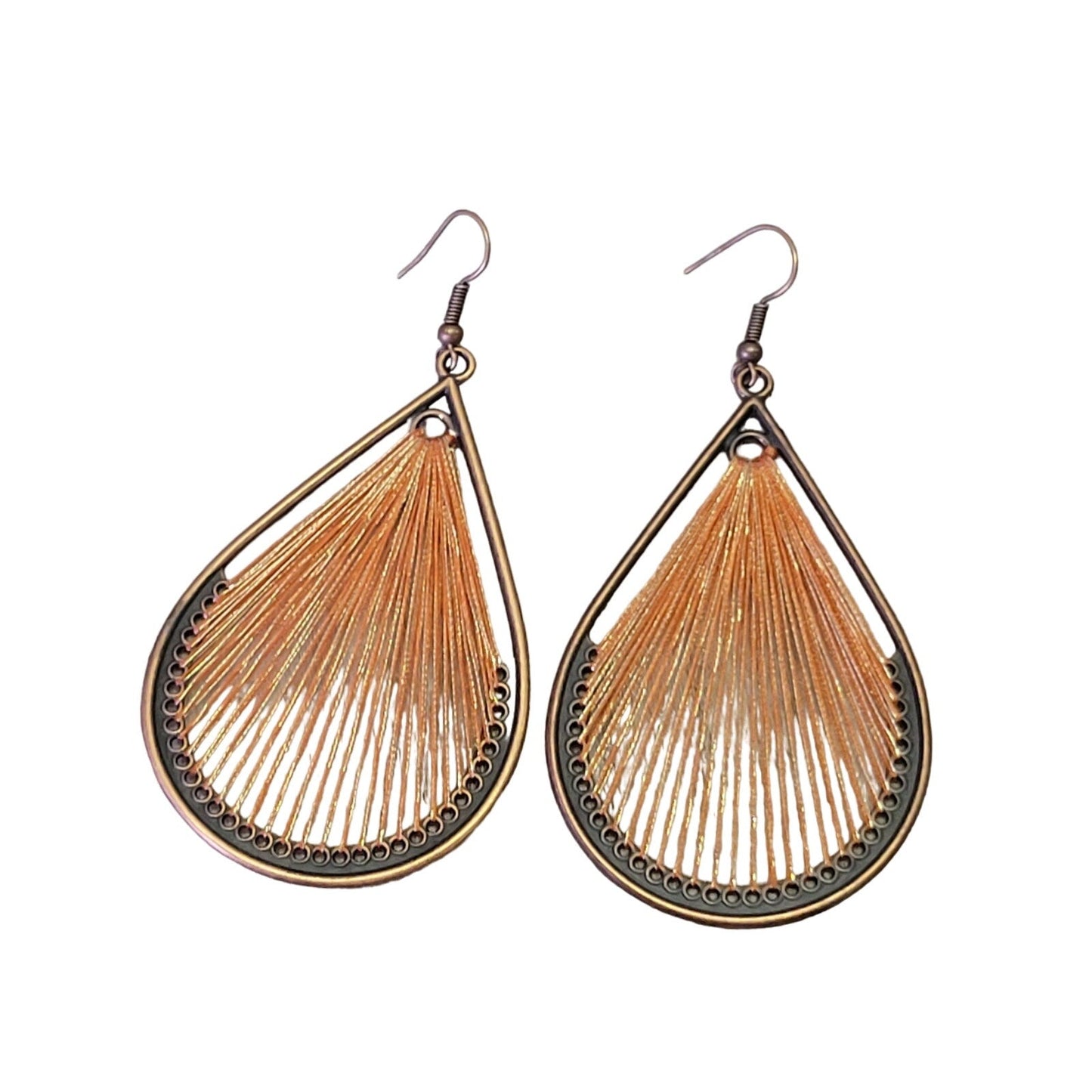 Orange Tear drop Boho statement earrings