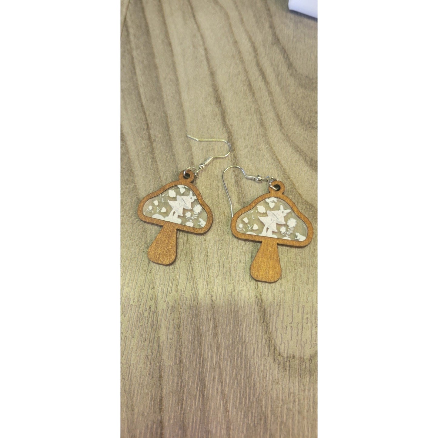 Mushroom flower hipster dangle earrings