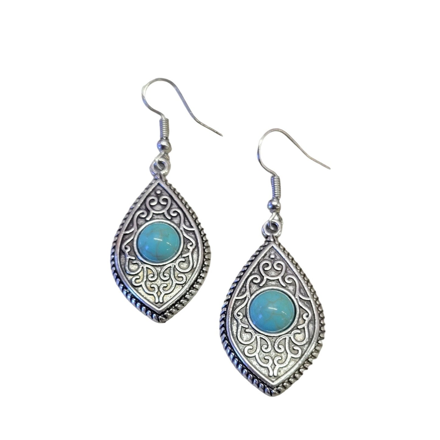 Silver and turquoise dangle earrings