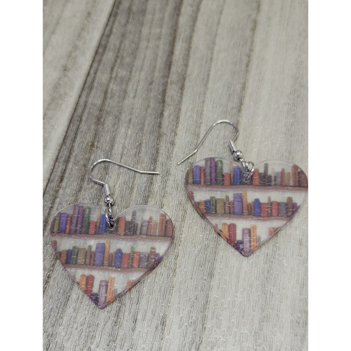Heart acrylic book earrings