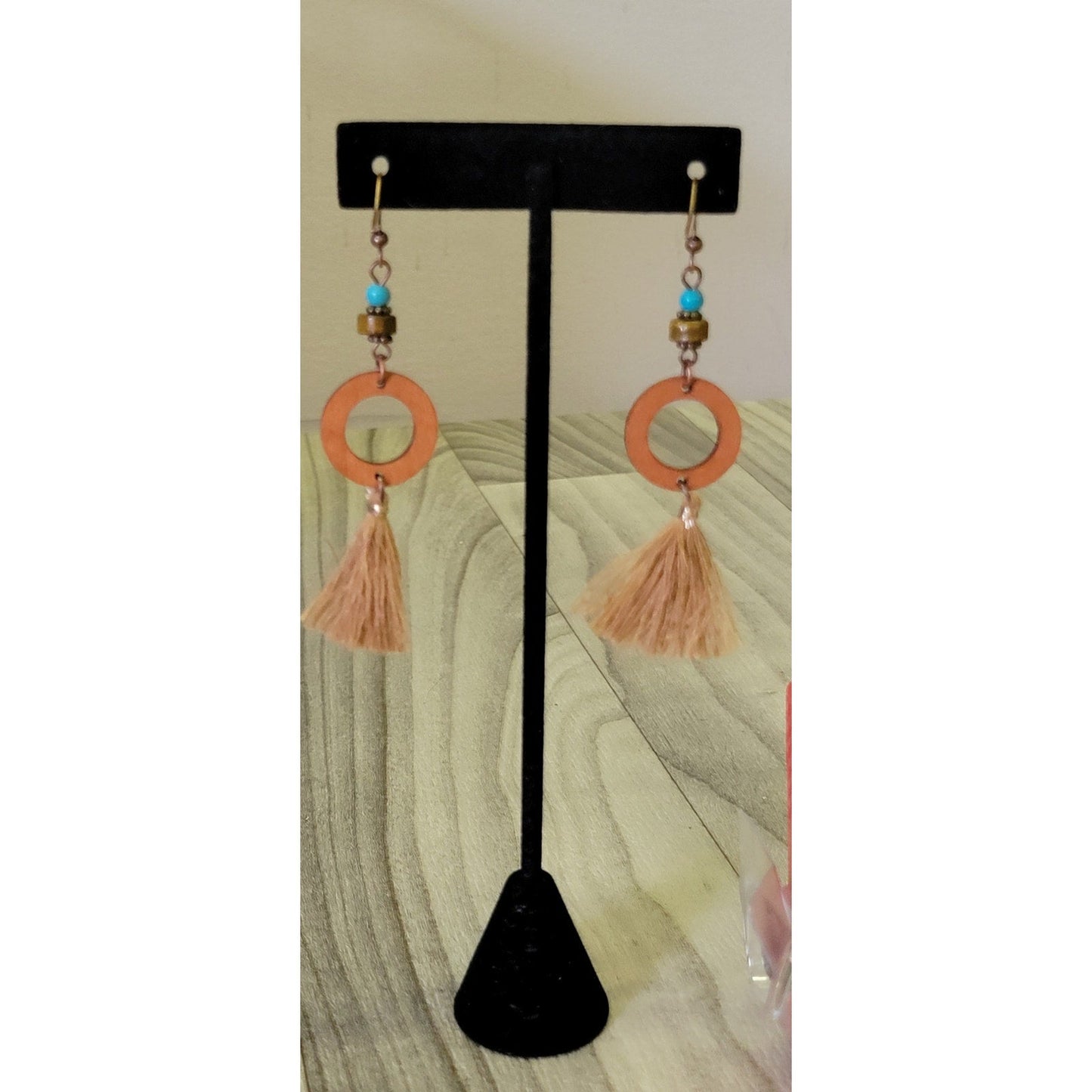 Bohemian geometric woman's drop earrings with tassel