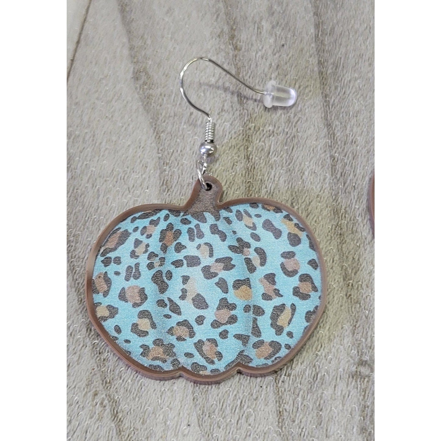Teal leopard Pumpkin Earrings