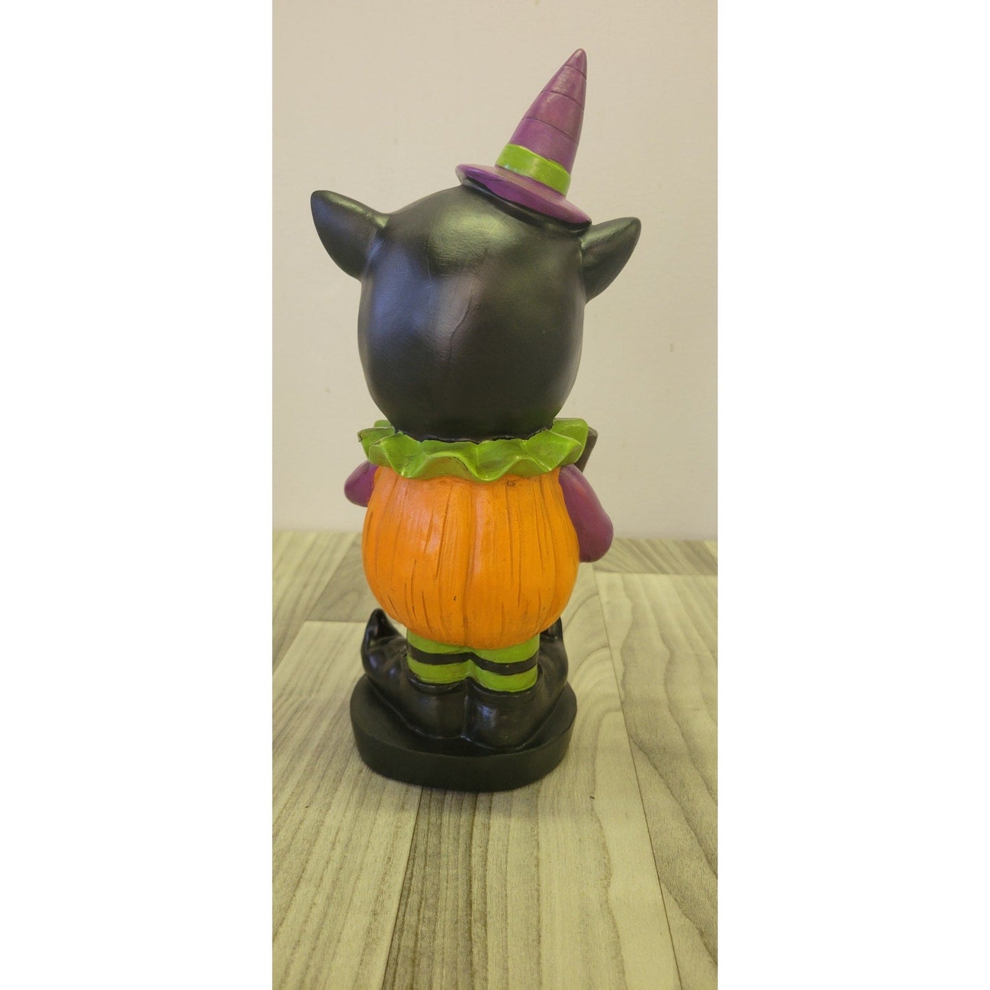 Halloween Resin Black Cat in Pumpkin Suit