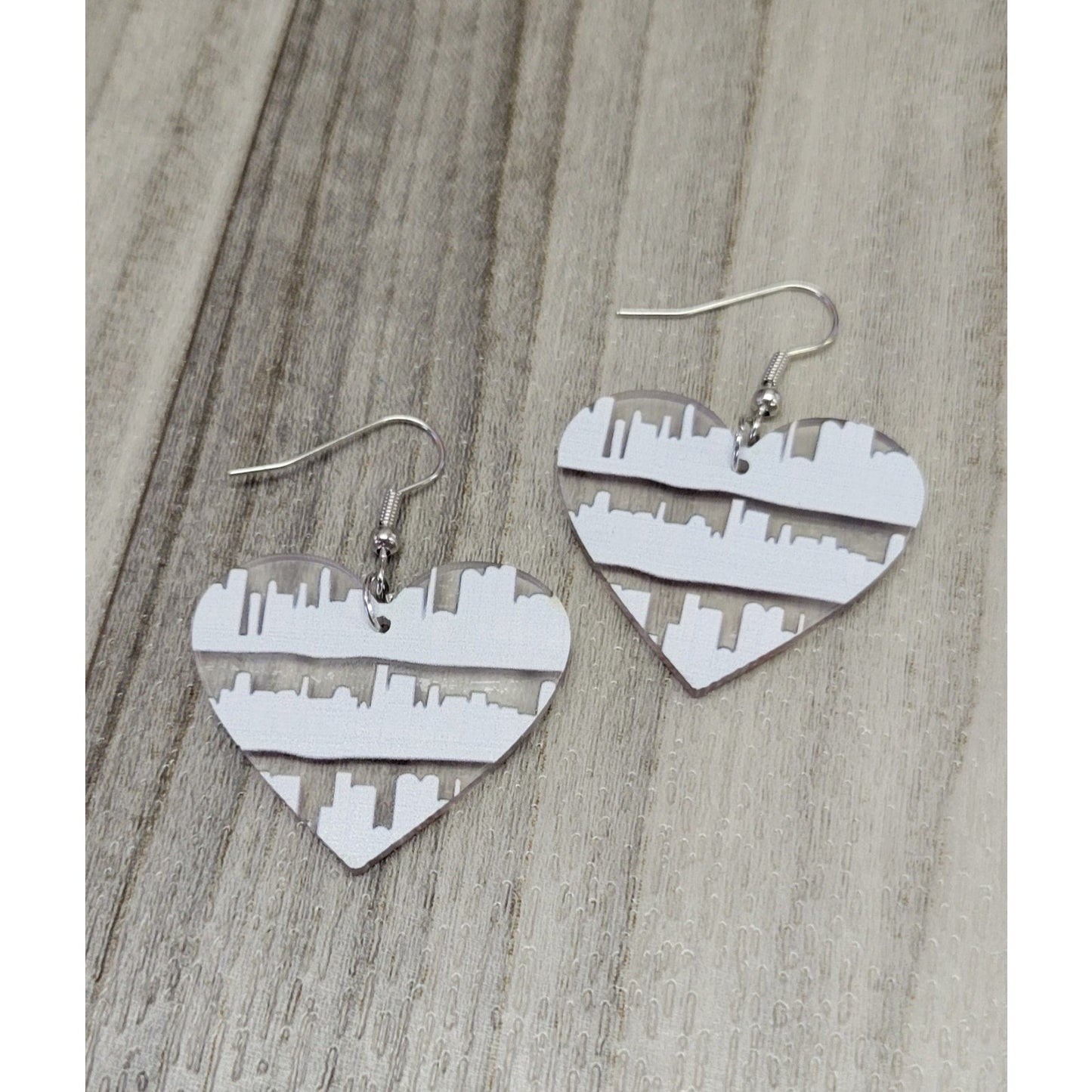 Heart acrylic book earrings