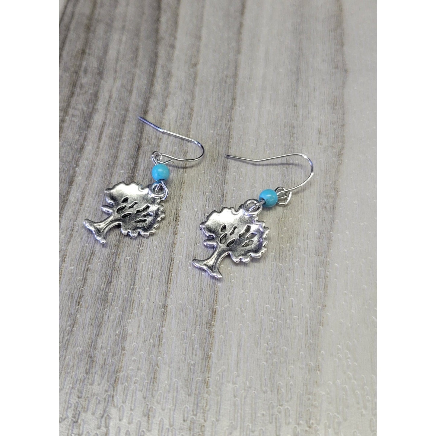 Turquoise and Silver Tree of Life earrings