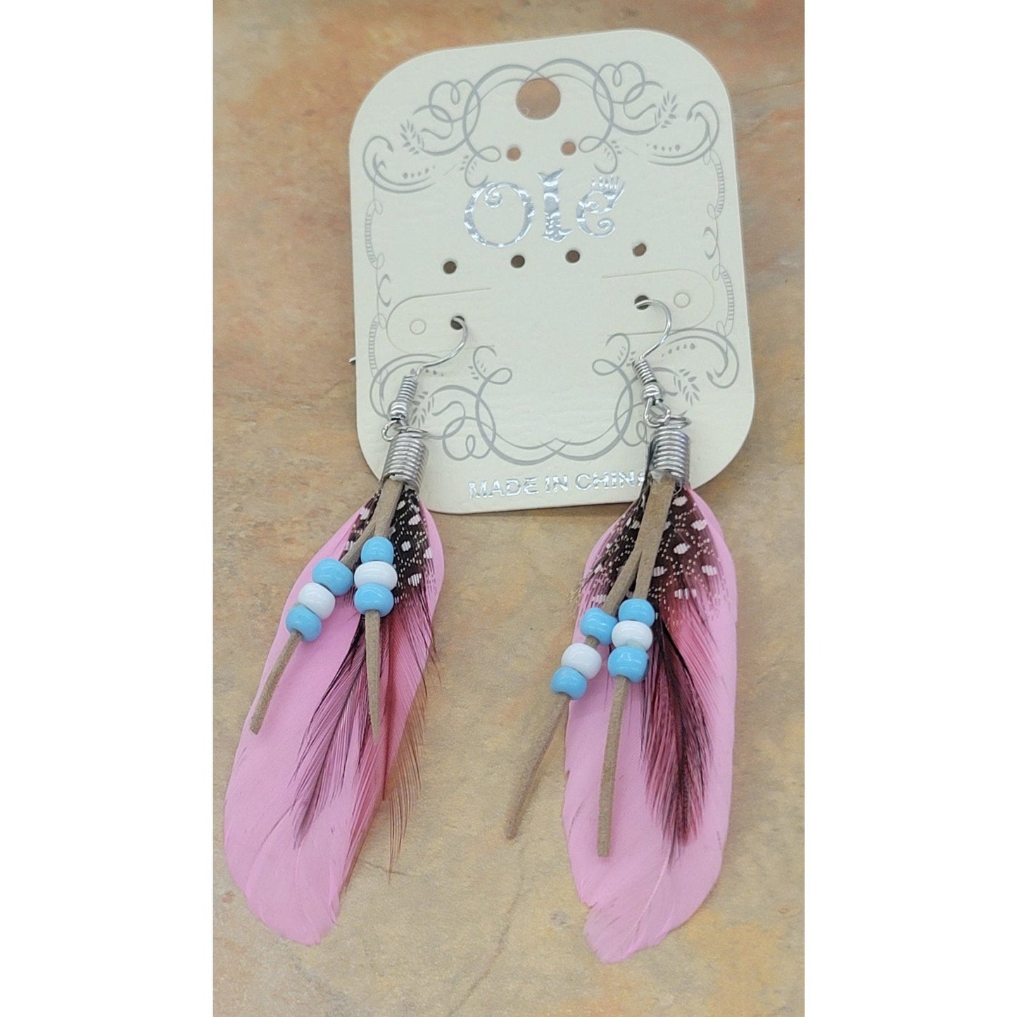 Beaded Feather earrings