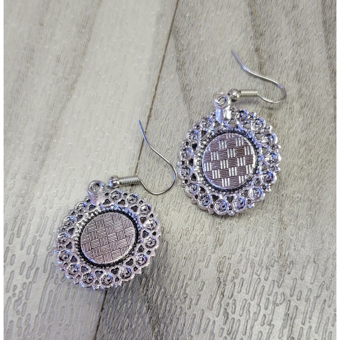 Circle Swirl silver and turquoise dangle earrings