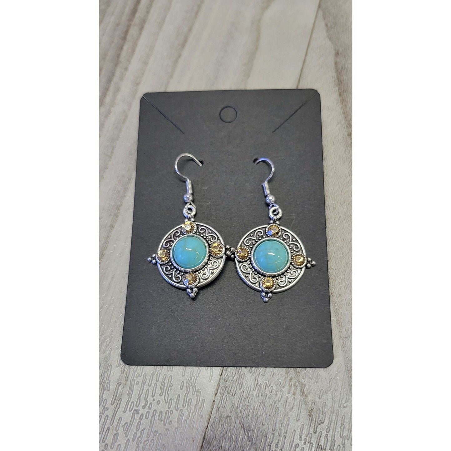 Silver and turquoise dangle earrings with beautiful stones