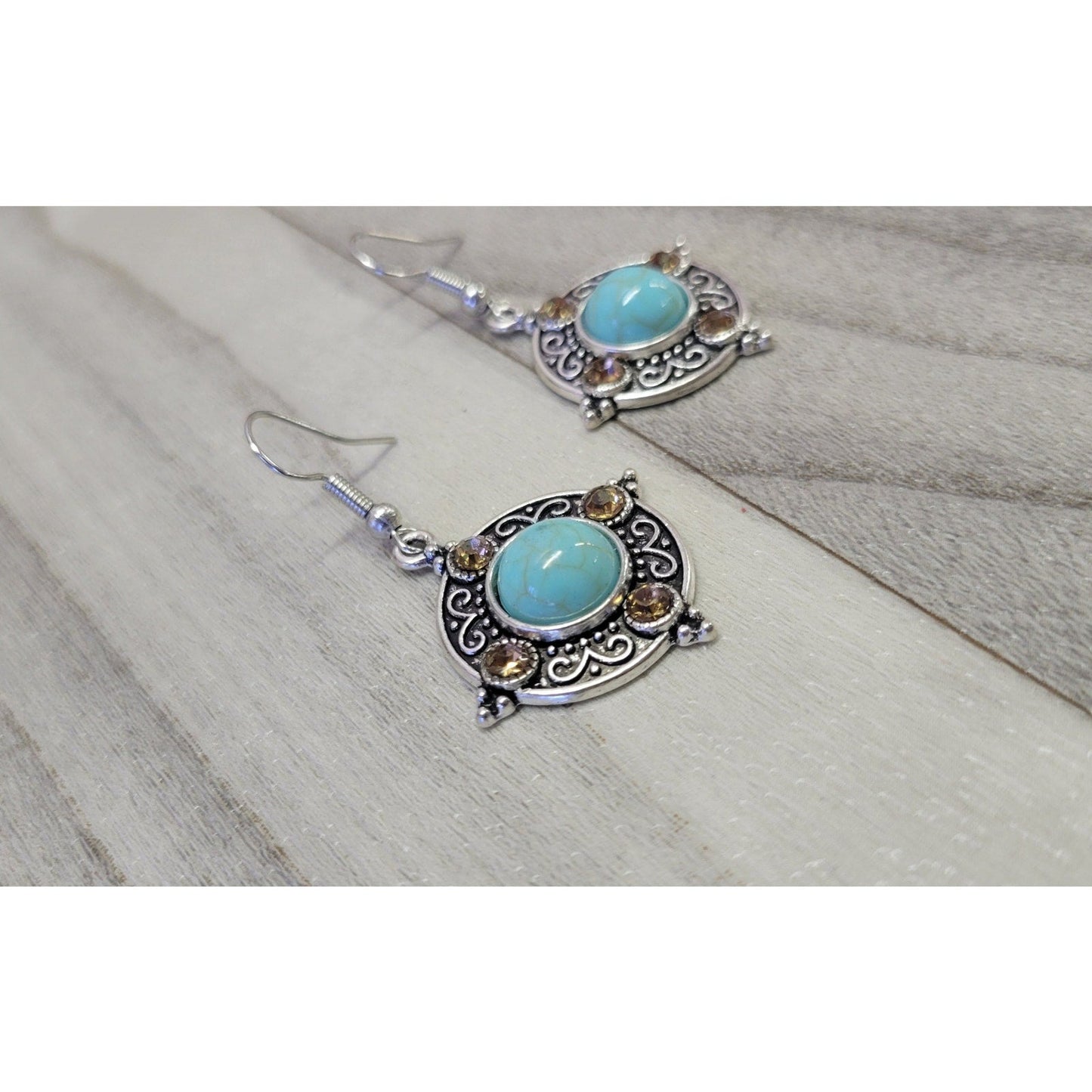 Silver and turquoise dangle earrings with beautiful stones