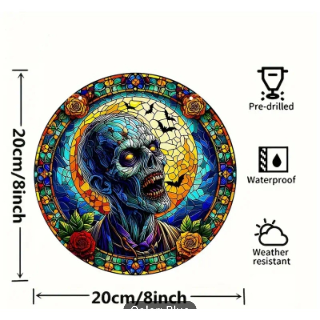 Acrylic Zombie Window Plaque, Sun Cather Halloween Zombie Attack