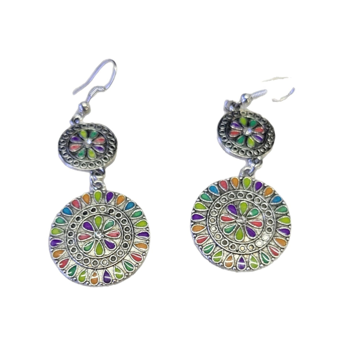 Light weight multi color 2 circle earrings