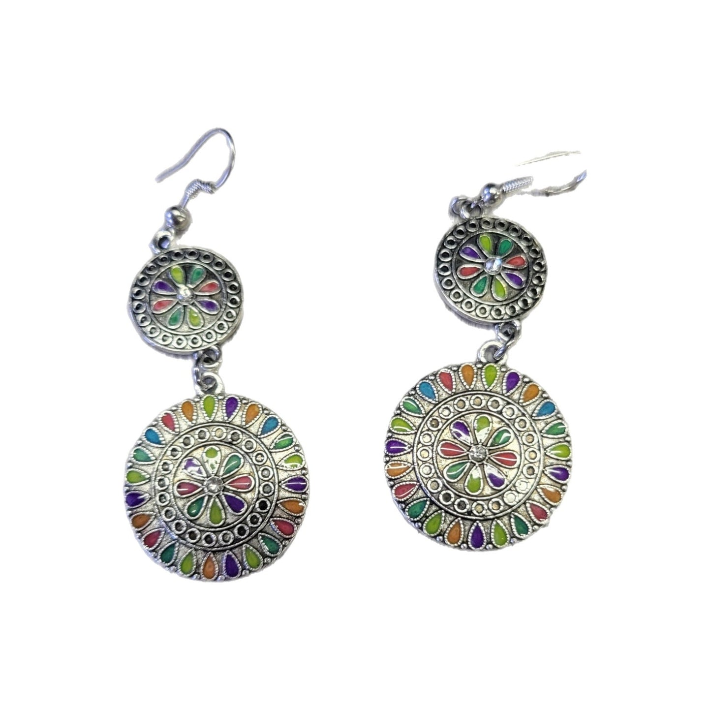 Light weight multi color 2 circle earrings