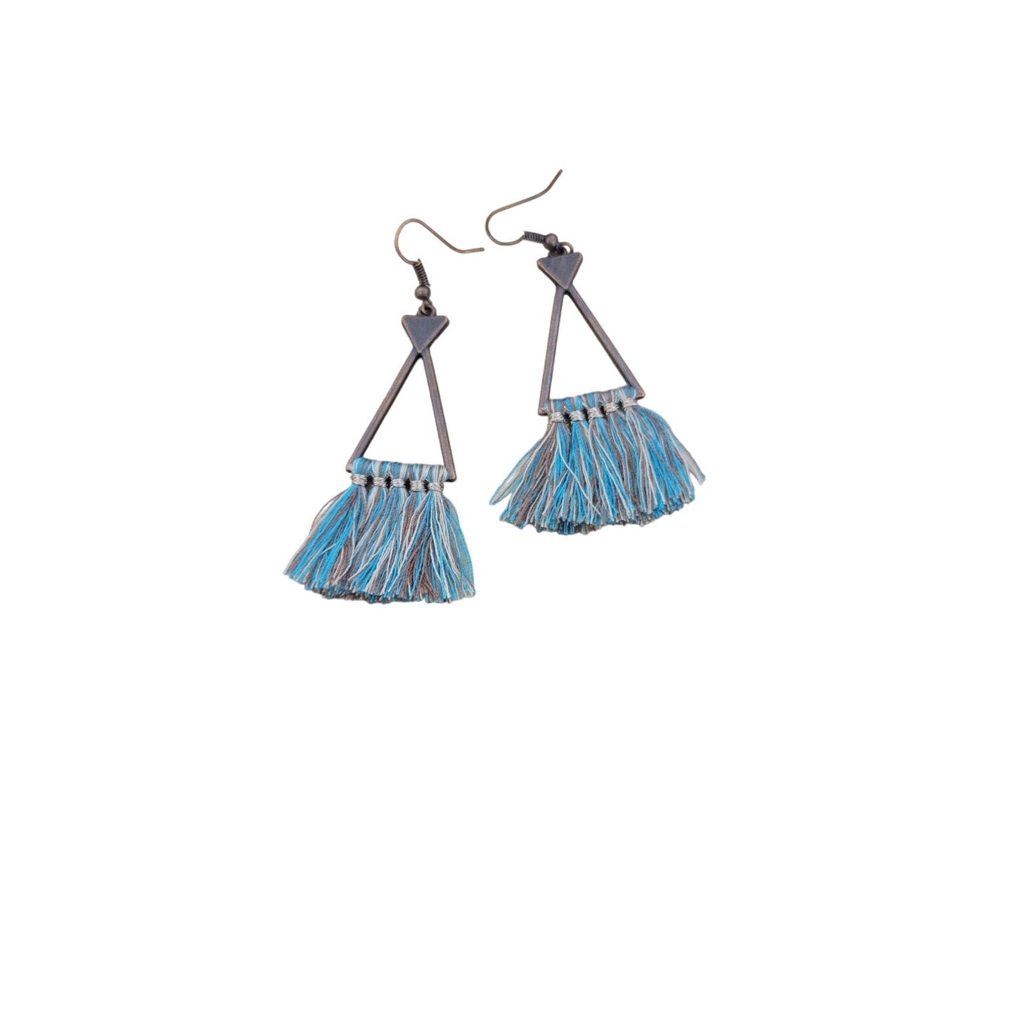 Copper triangle frame earrings