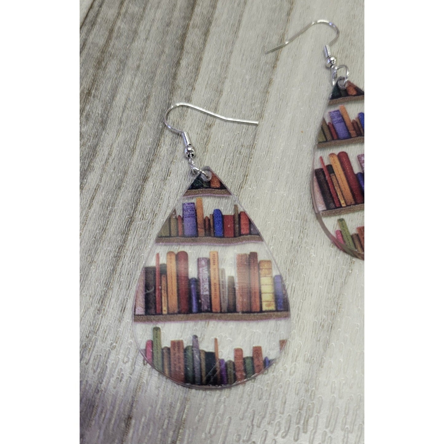 Tear drop acrylic book earrings
