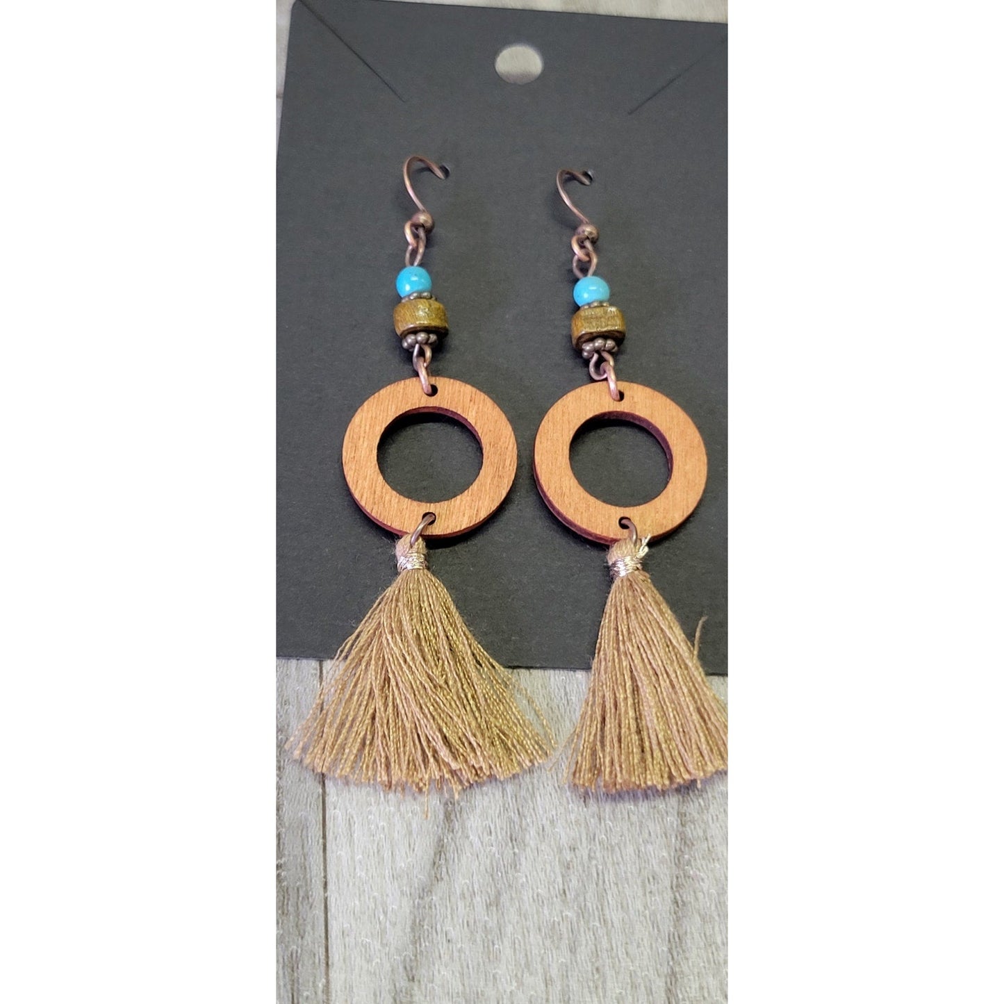 Bohemian geometric woman's drop earrings with tassel