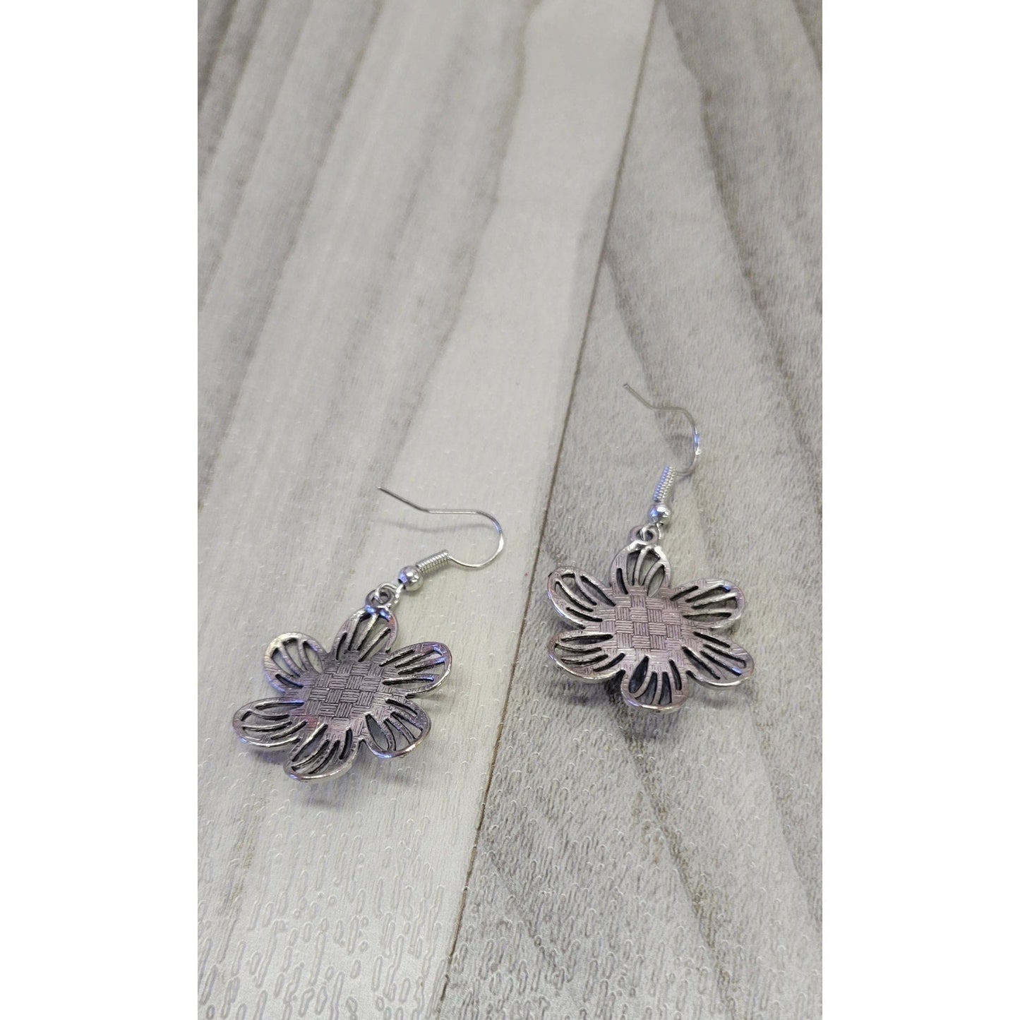 Silver and Turquoise Flower dangle earrings