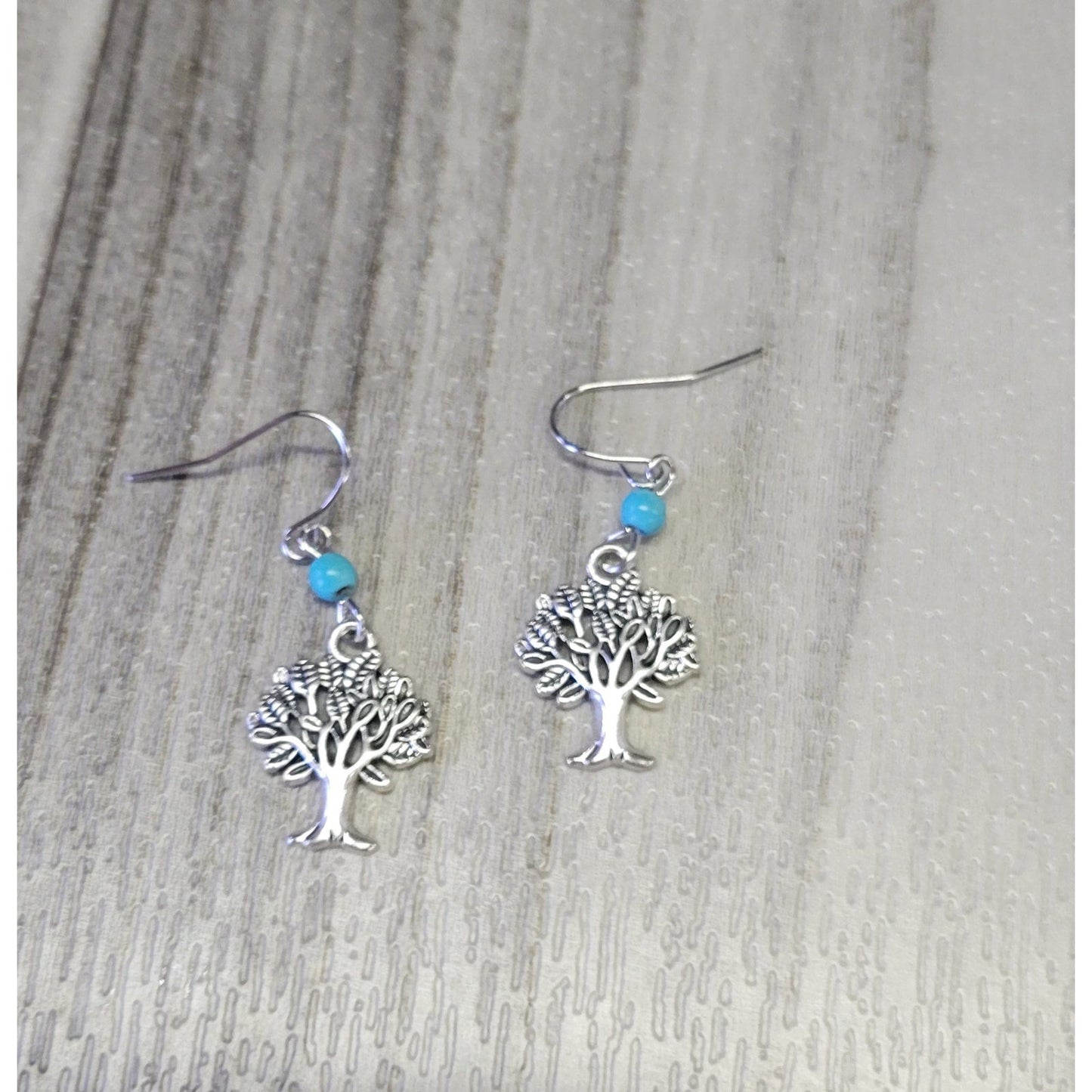 Turquoise and Silver Tree of Life earrings