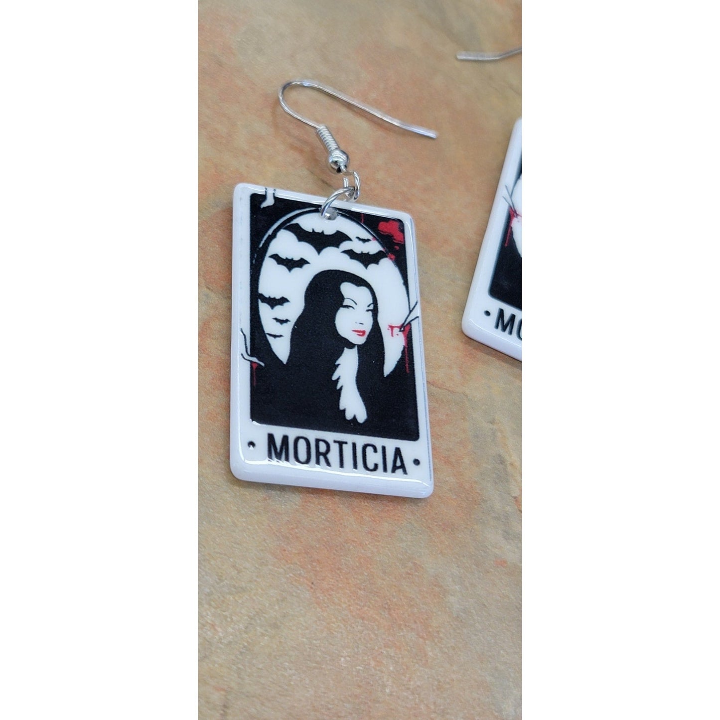 Morticia Square Double sided earrings Halloween Gothic Earrings