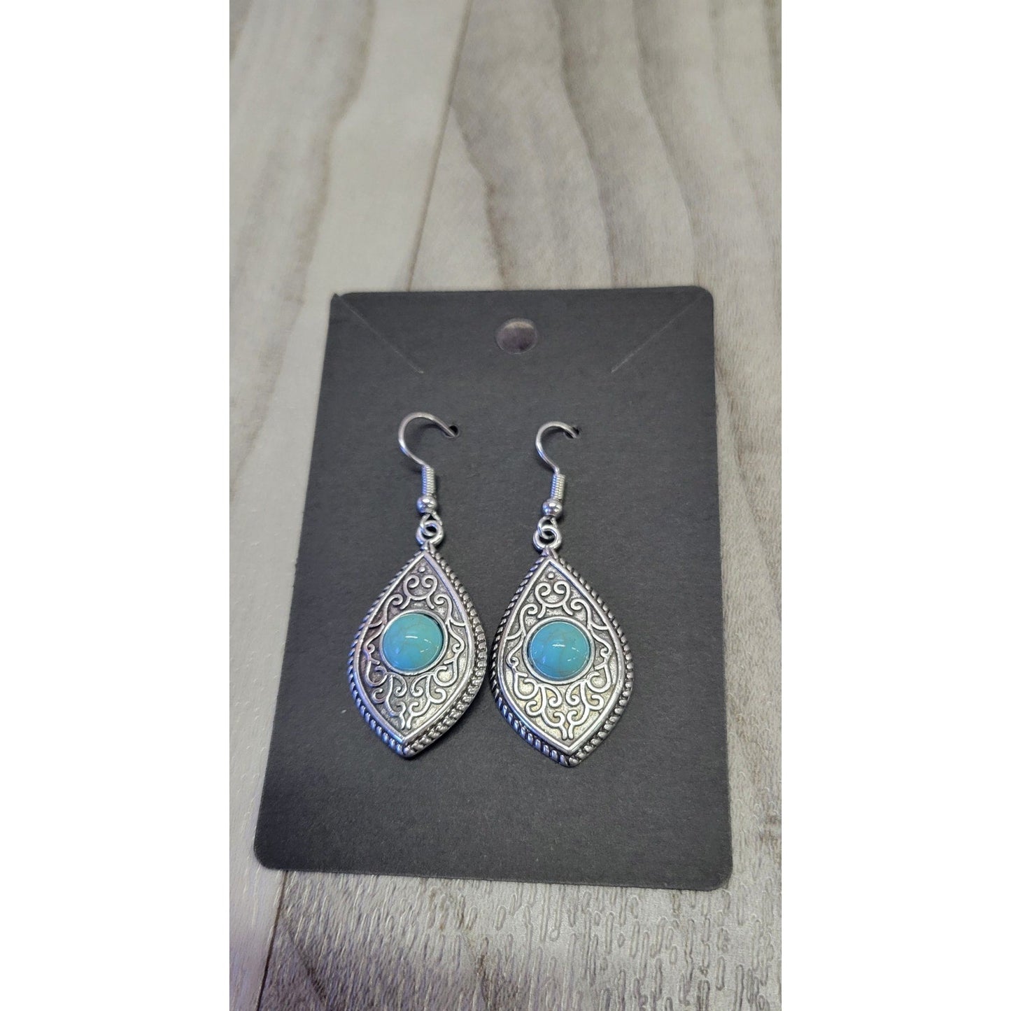 Silver and turquoise dangle earrings