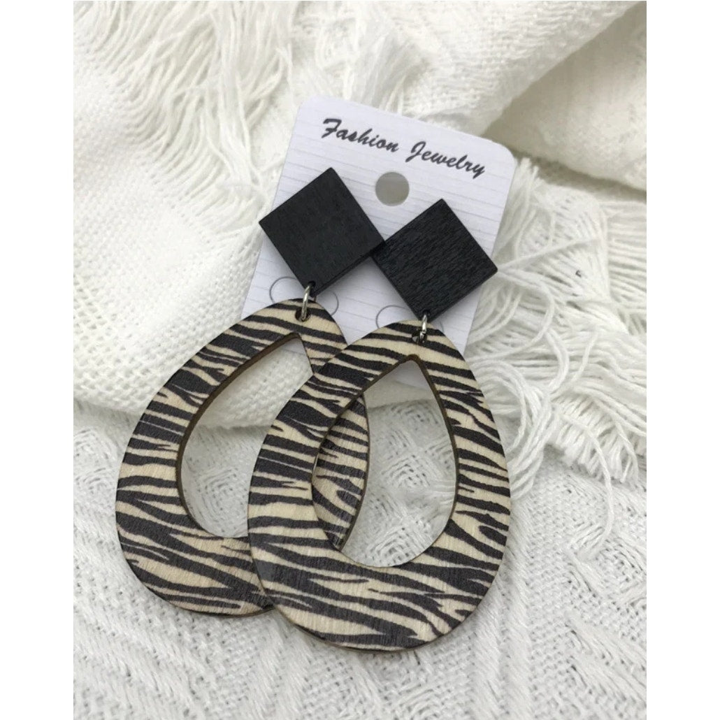 Vintage Leopard Print Wood earrings lightweight
