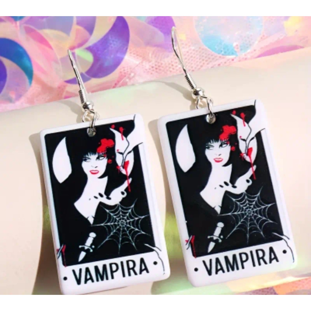 Vampira Double-sided Halloween Earrings Gothic Vampira Earrings