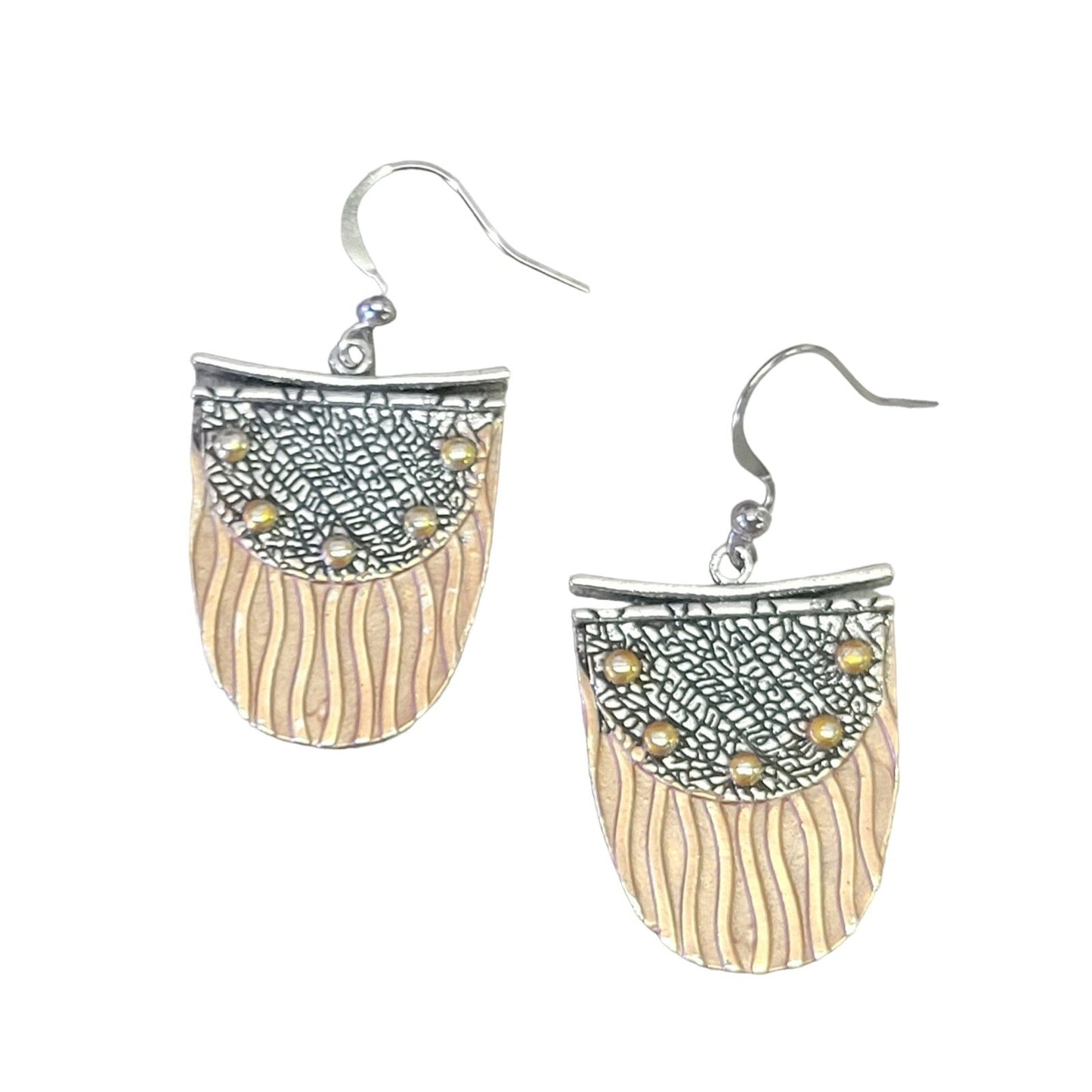 Ethnic 3 tone metal dangle earrings