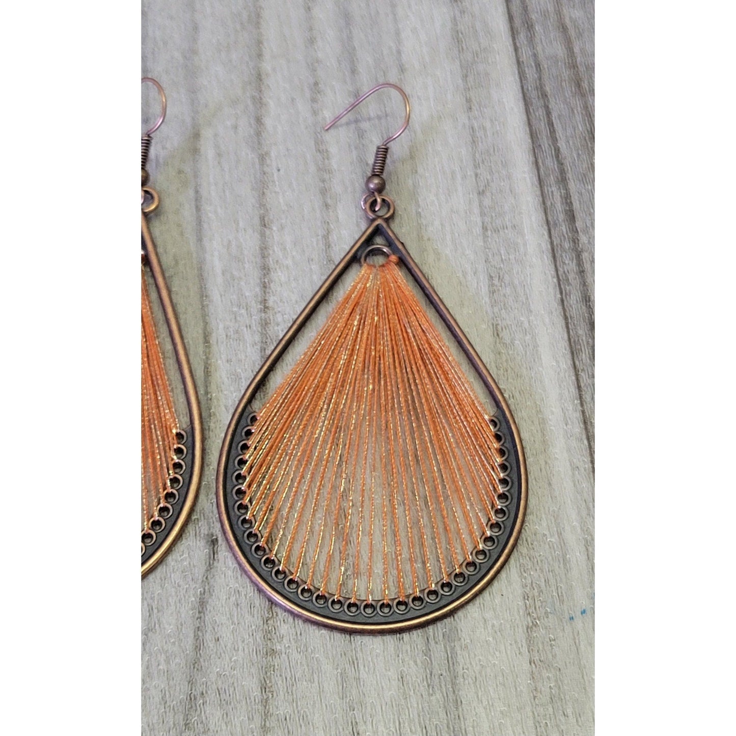 Orange Tear drop Boho statement earrings