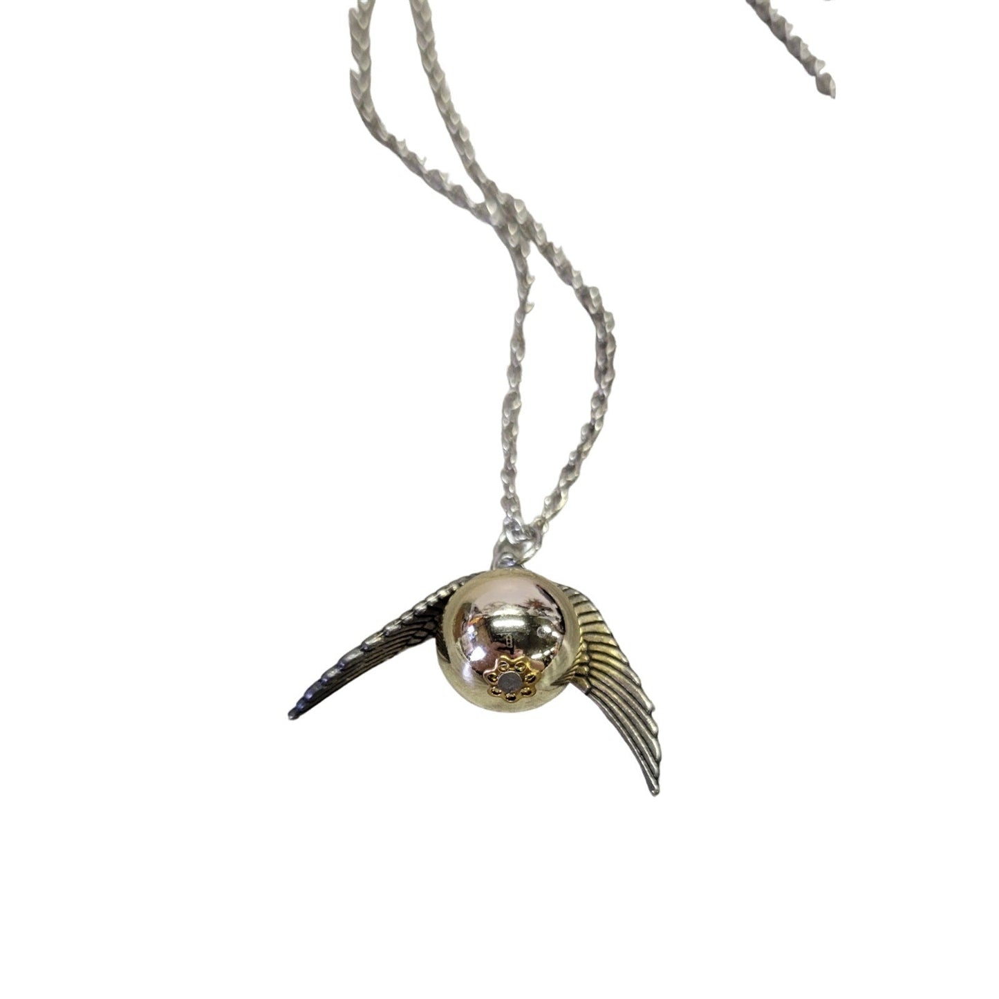 Golden Snitch on a silver 20" chain