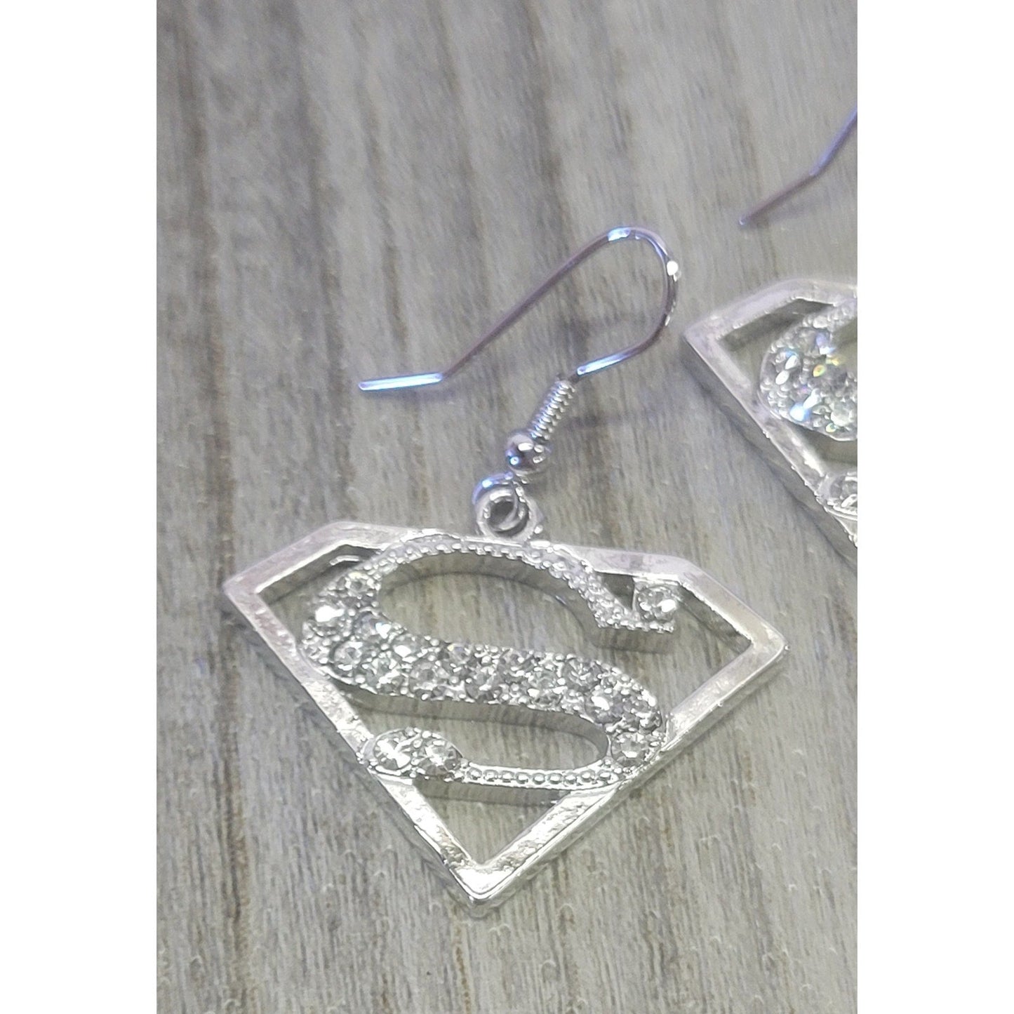 Superman emblem crystal dangle earrings